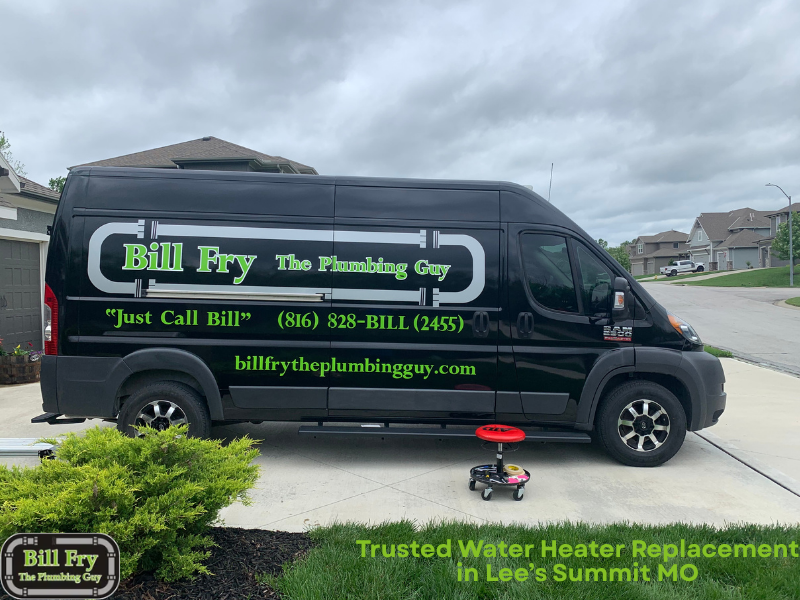 plumber on the way to replace a water heater