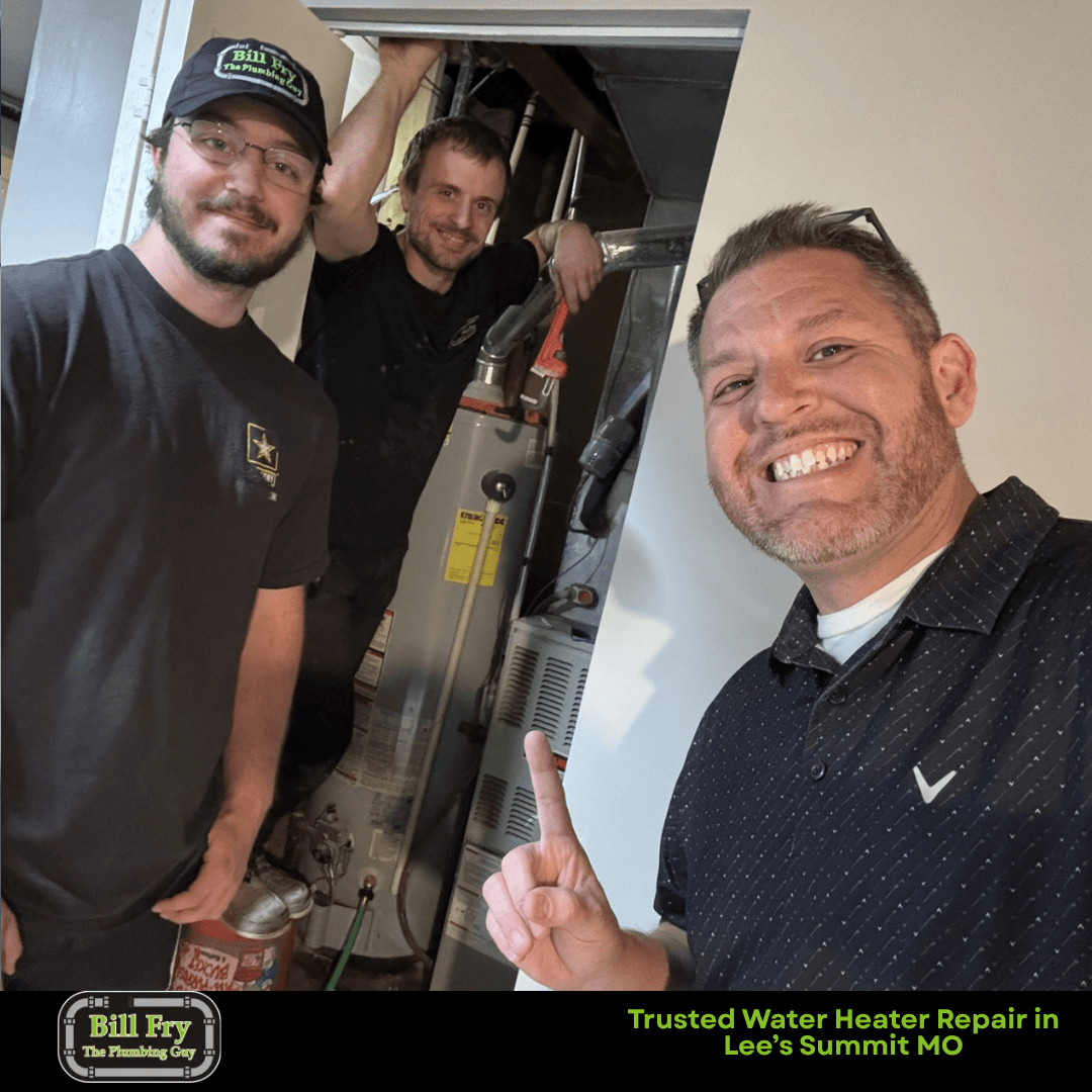 plumbers repairing a water heater in lee's summit
