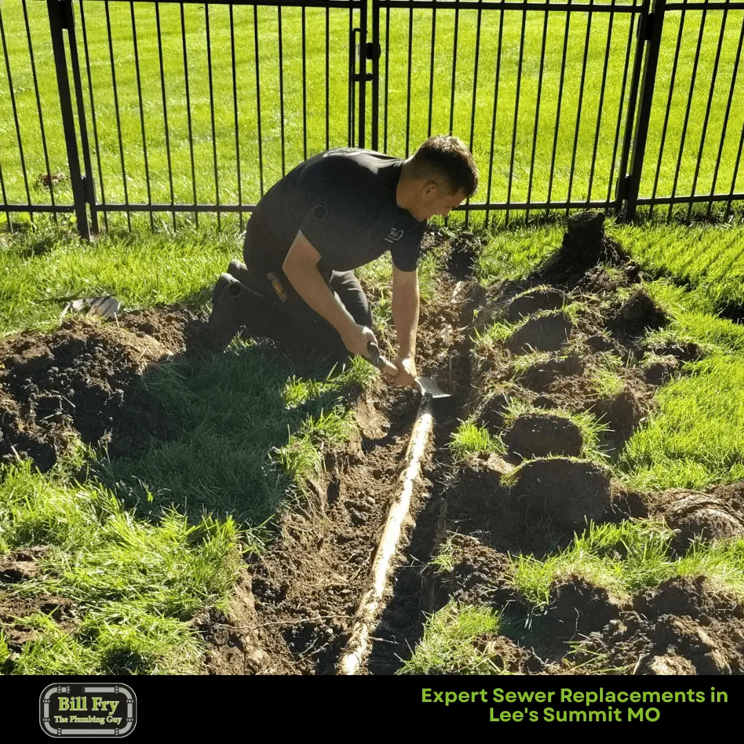 plumber replacing a sewer in lee's summit