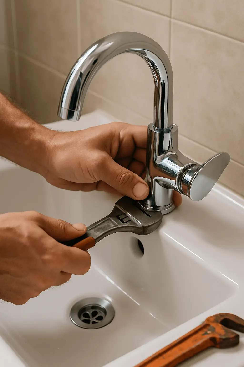 plumber fixing a faucet