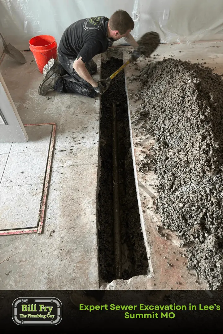 plumber excavating a sewer