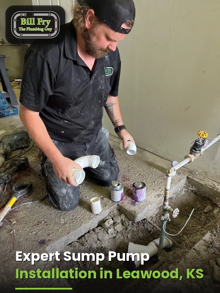 plumber installing a sump pump