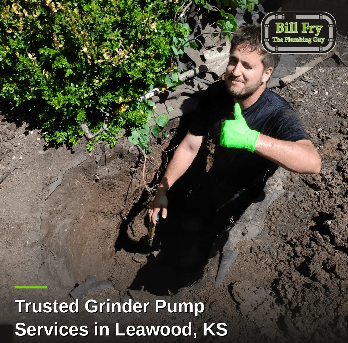 plumber using a grinder pump