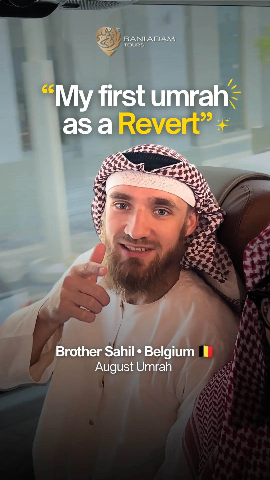 Theo from Belgium sharing his Umrah testimonial as a revert on the Summer Umrah package with Bani Adam Tours