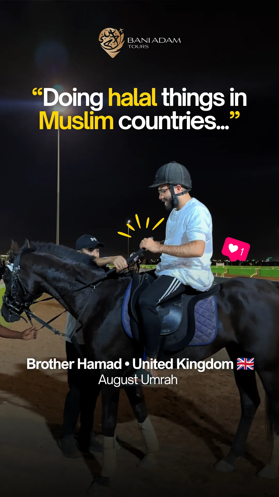 Hamad from the United Kingdom sharing his Umrah testimonial comparing solo and group travel on the Summer Umrah package with Bani Adam Tours