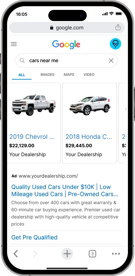 google ad placement on an iPhone 14 
