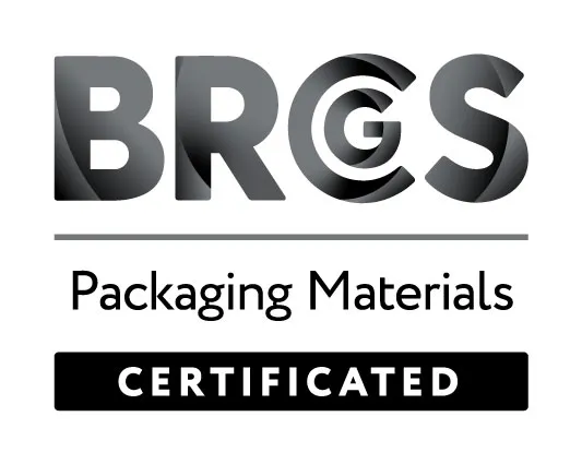BRCGS logo with the text 'Packaging Materials' and a black banner stating 'CERTIFICATED'.
