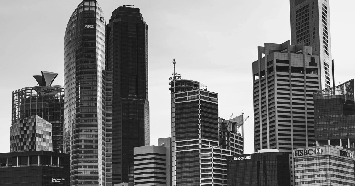 Singapore skyline featuring ANZ, HSBC and other major banks