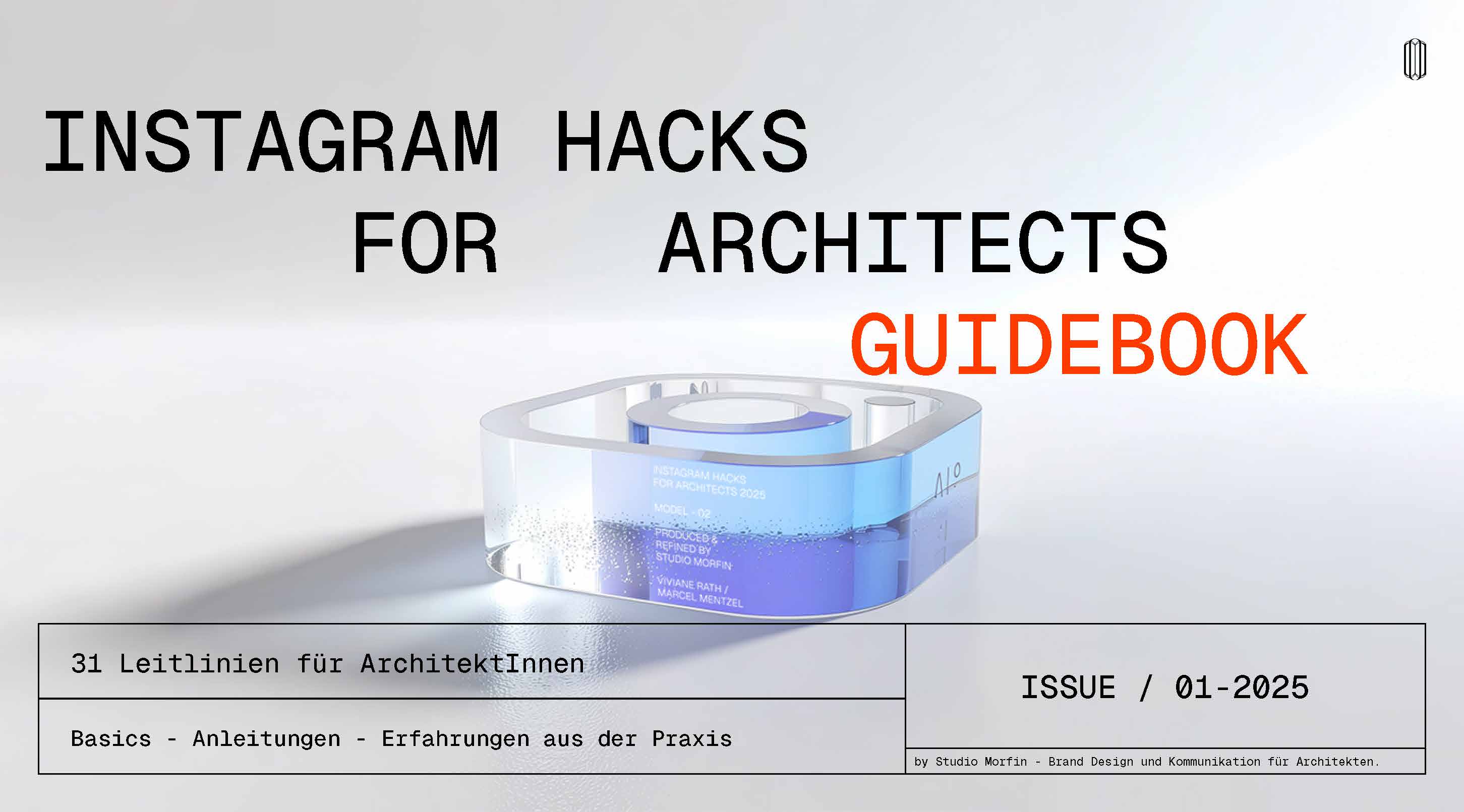 Auszug aus dem Dokument „31 Instagram Hacks for Architects“ mit strategischen Tipps zur Social-Media-Kommunikation für Architekturbüros.
