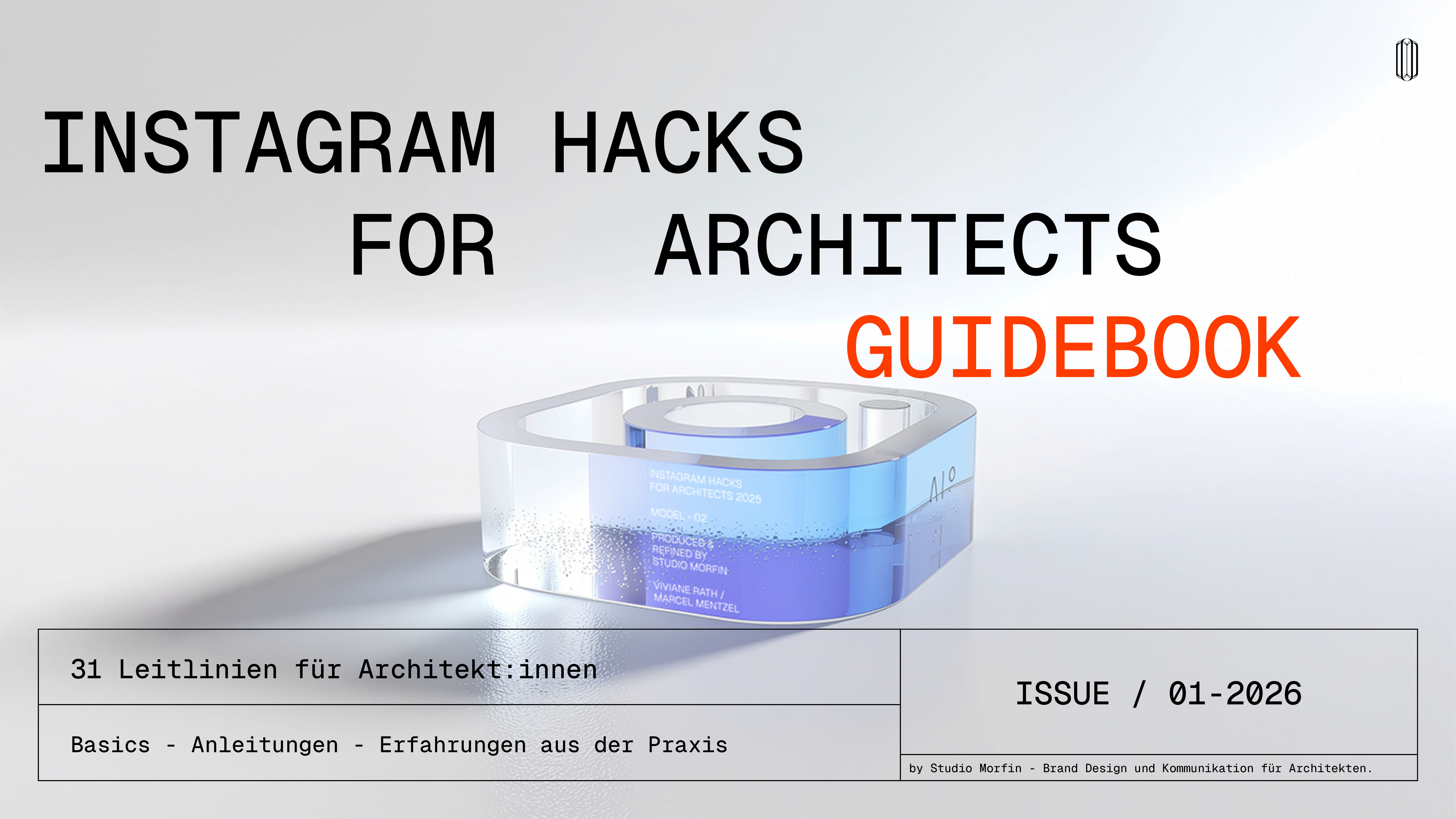 Auszug aus dem Dokument „31 Instagram Hacks for Architects“ mit strategischen Tipps zur Social-Media-Kommunikation für Architekturbüros.