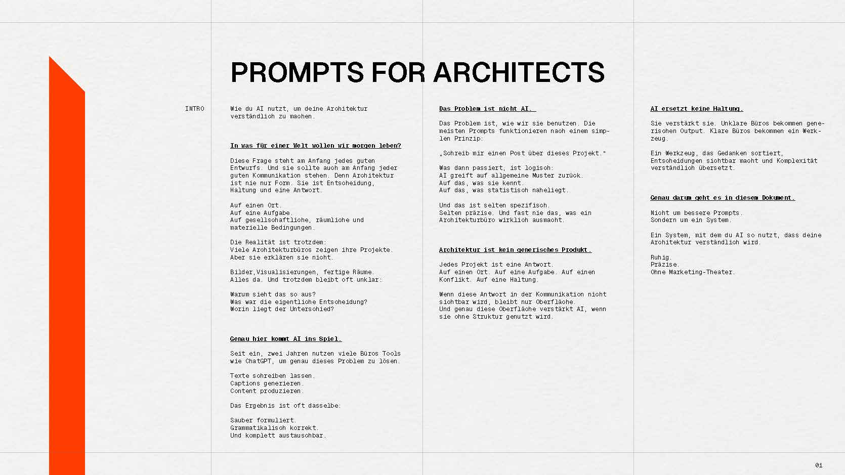Grafisch aufbereiteter Auszug aus „31 Instagram Hacks for Architects“ zur verständlichen Positionierung von Architekt:innen auf Instagram.