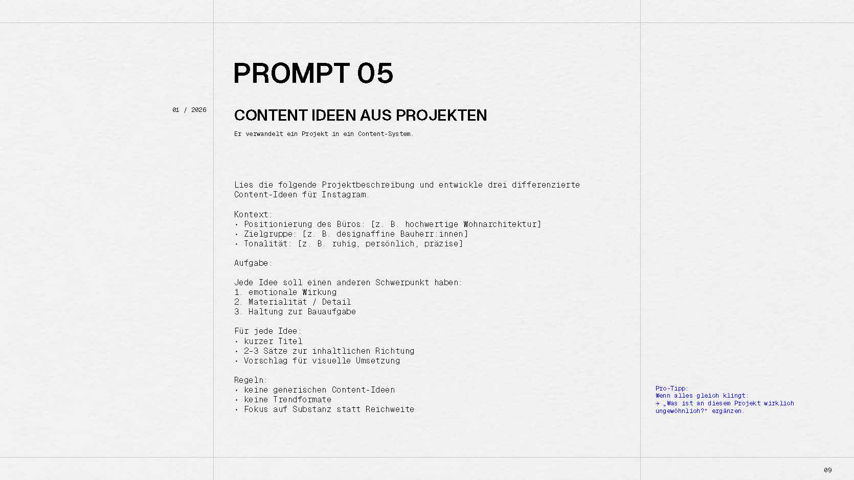 Auszug aus „31 Instagram Hacks for Architects“ zur strategischen Nutzung von Social Media im Architekturkontext.