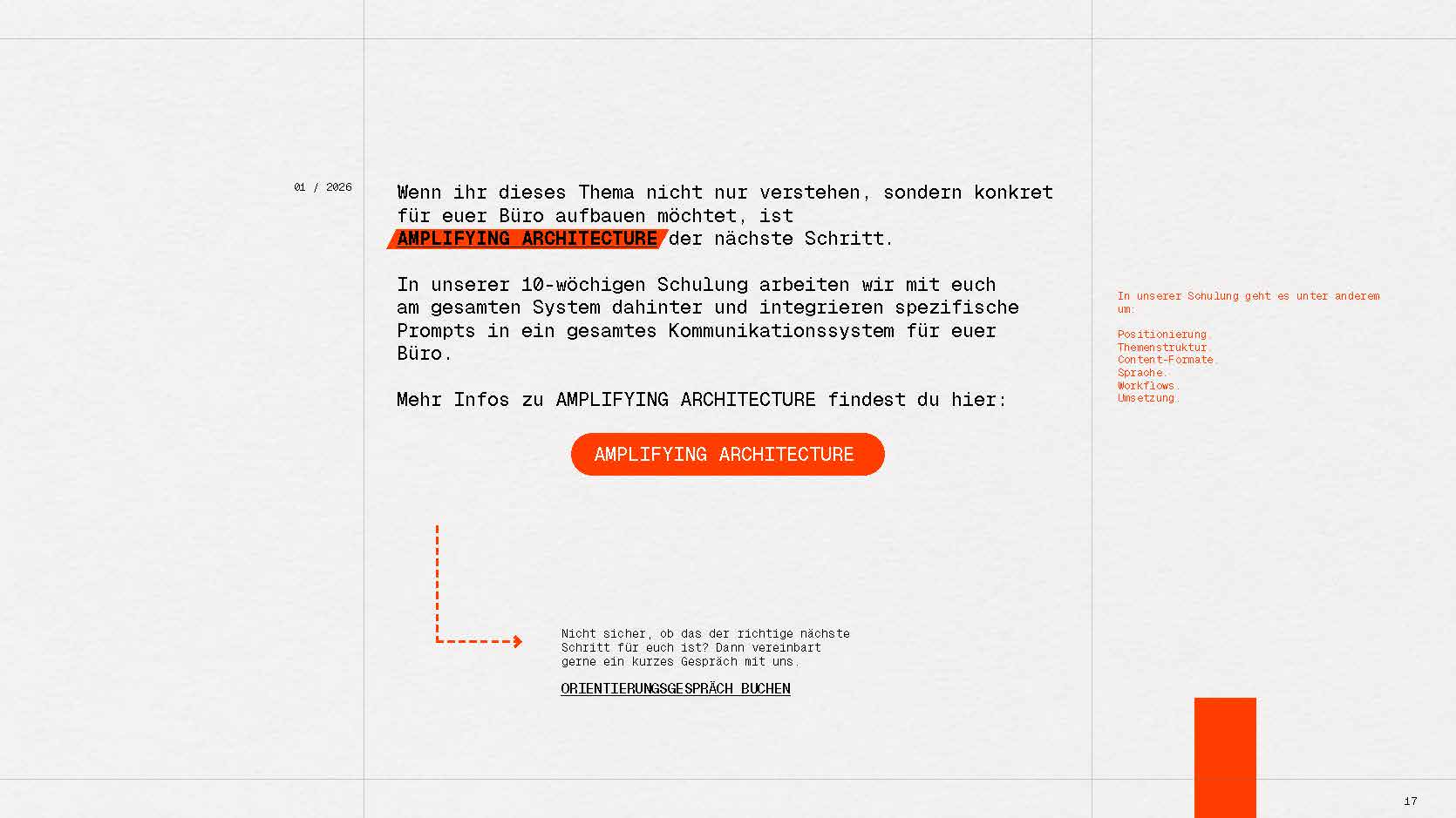 Erklärender Auszug aus „31 Instagram Hacks for Architects“ zur effektiven Vermittlung architektonischer Inhalte auf Instagram.