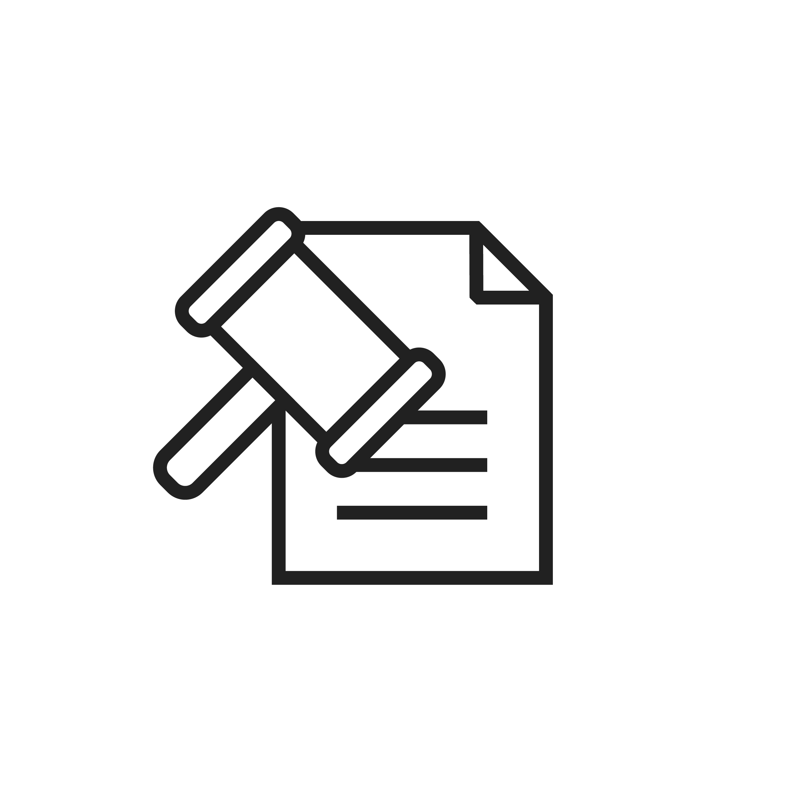 Icono para la exigencia en la normativa local. Icono de la normativa en un papel con un mazo de la justicia.