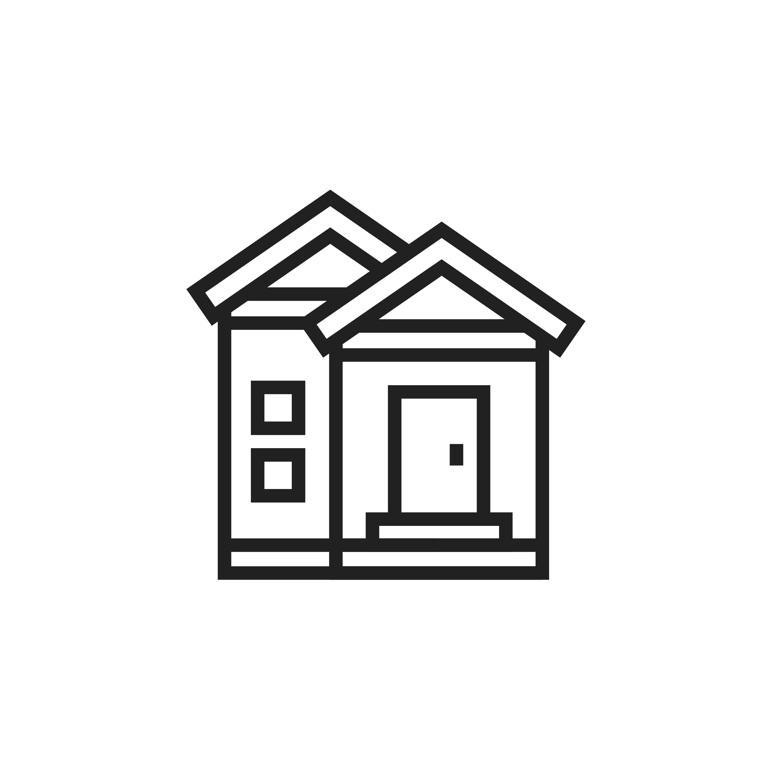 Icono para el contexto residencial con dos tipos de casas diferentes