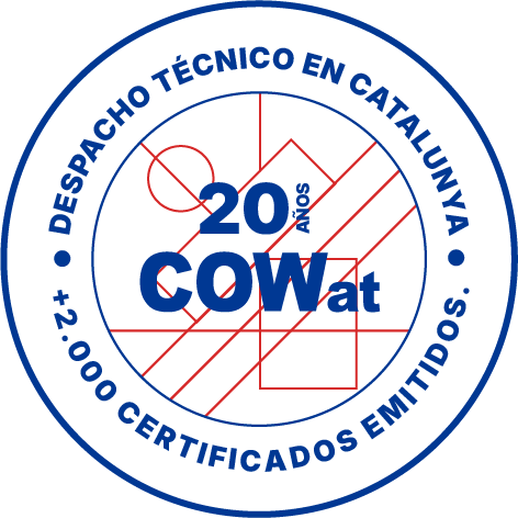 Sello de calidad de Cowat: 20 años como despacho técnico en Catallunya. Más de 2.000 Certificados emitidos.