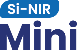 Text reading 'Si-NIR Mini' with 'Si-NIR' in white inside a blue rounded rectangle and 'Mini' below in dark blue.