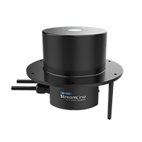 Compact black cylindrical device mounted on a round base with StreamLine branding.