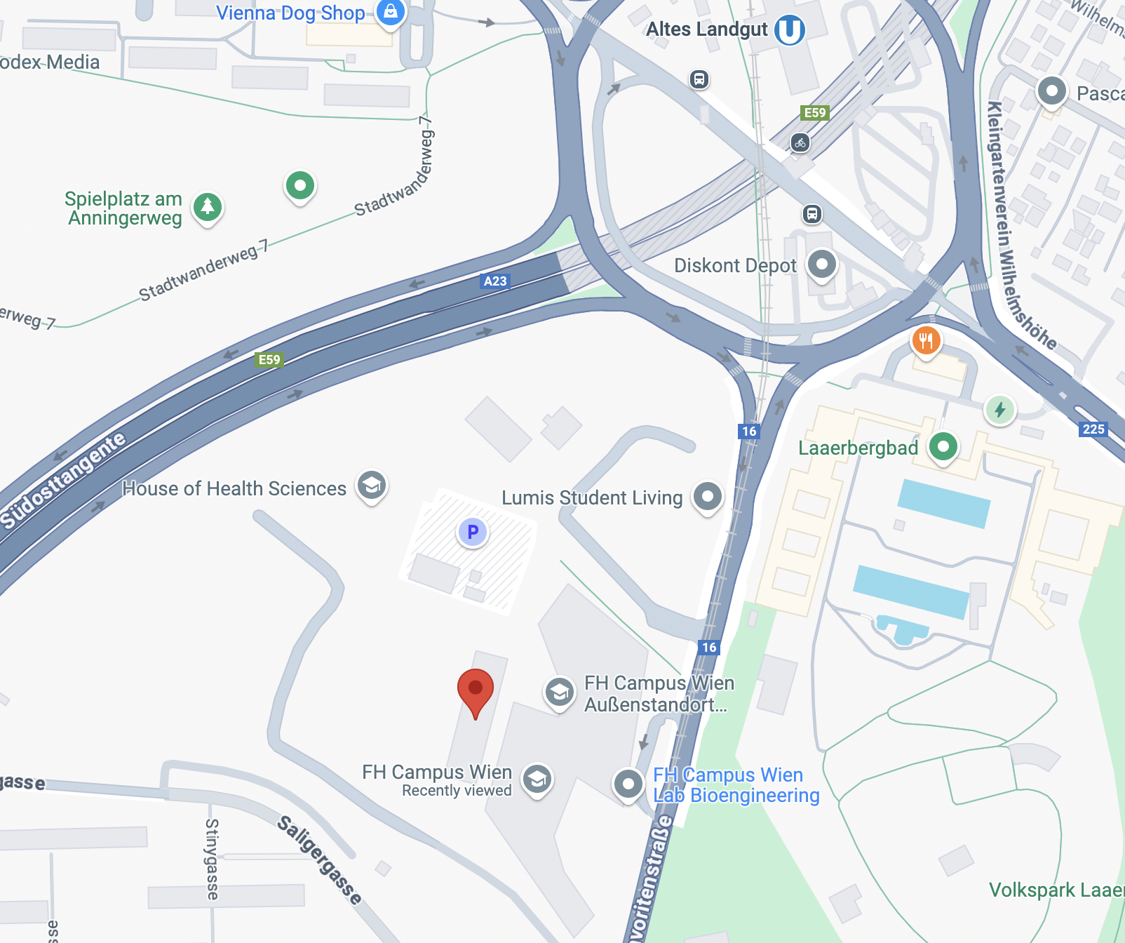 Map to FH Campus Wien