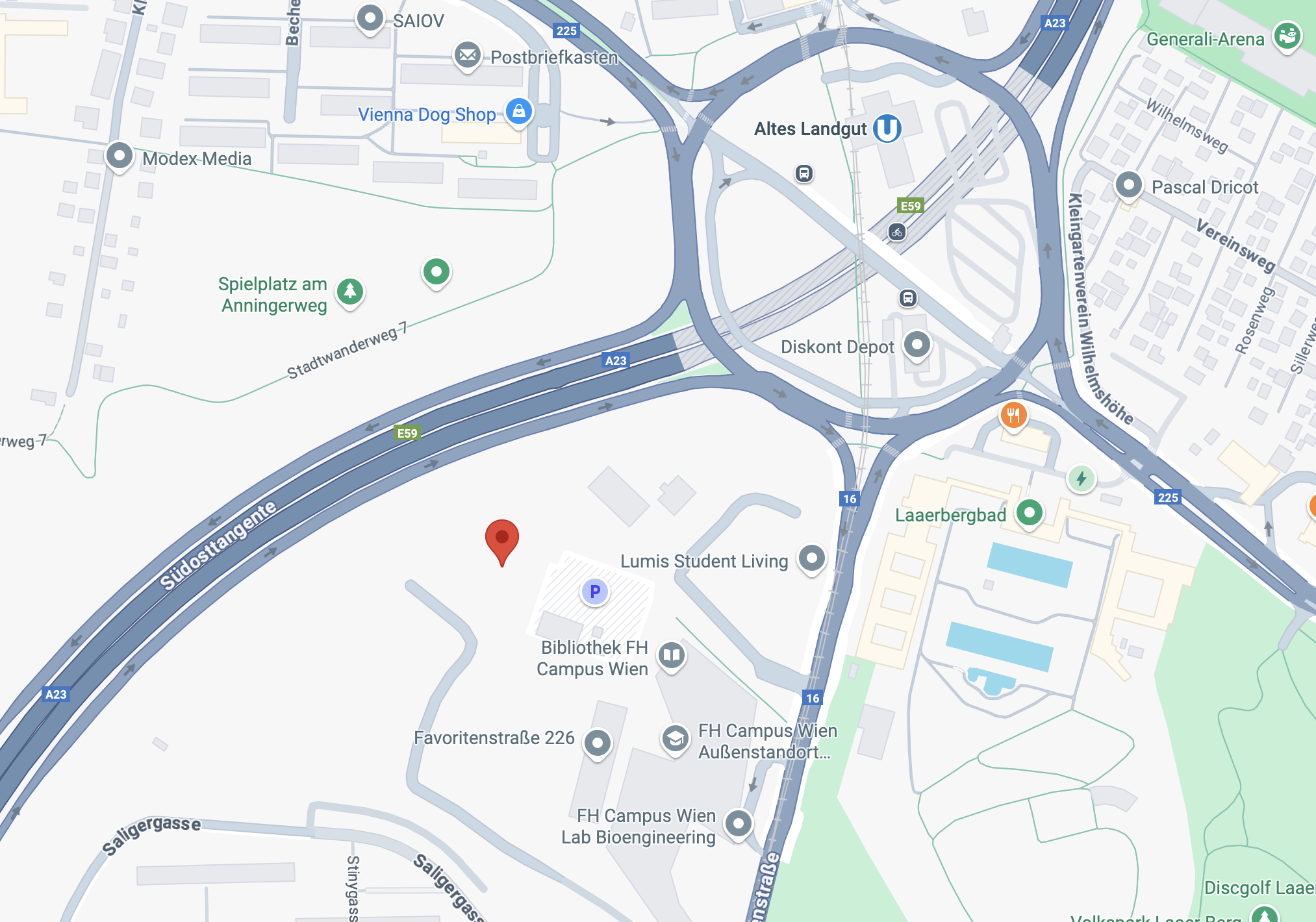 Map to FH Campus Wien