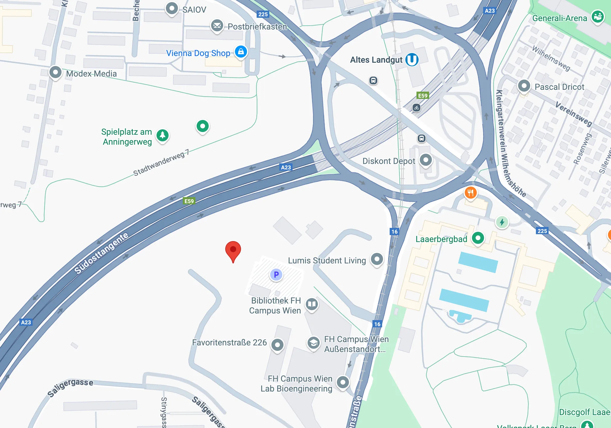 Map to FH Campus Wien