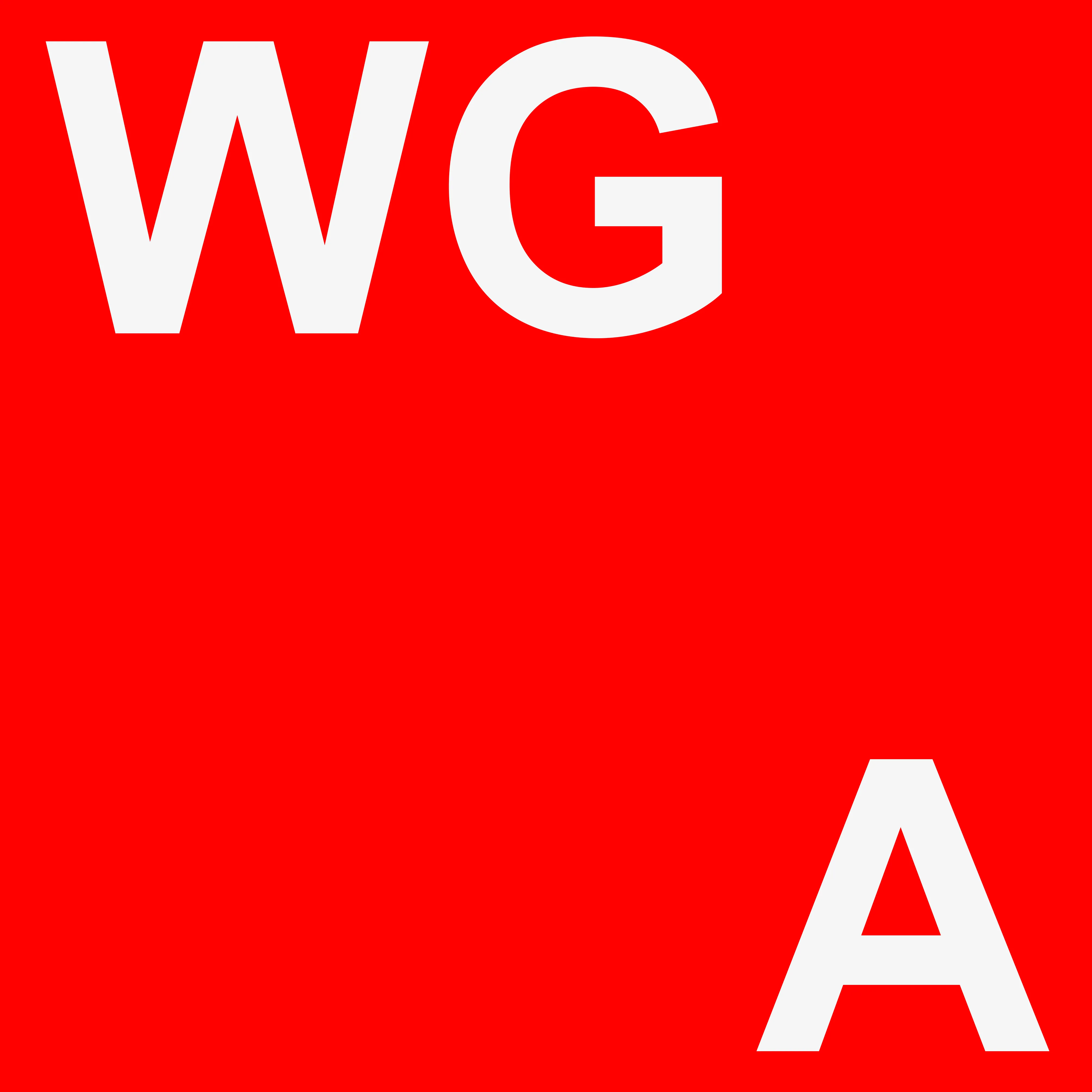 Red square with large white letters W, G in top left and A in bottom right corners.