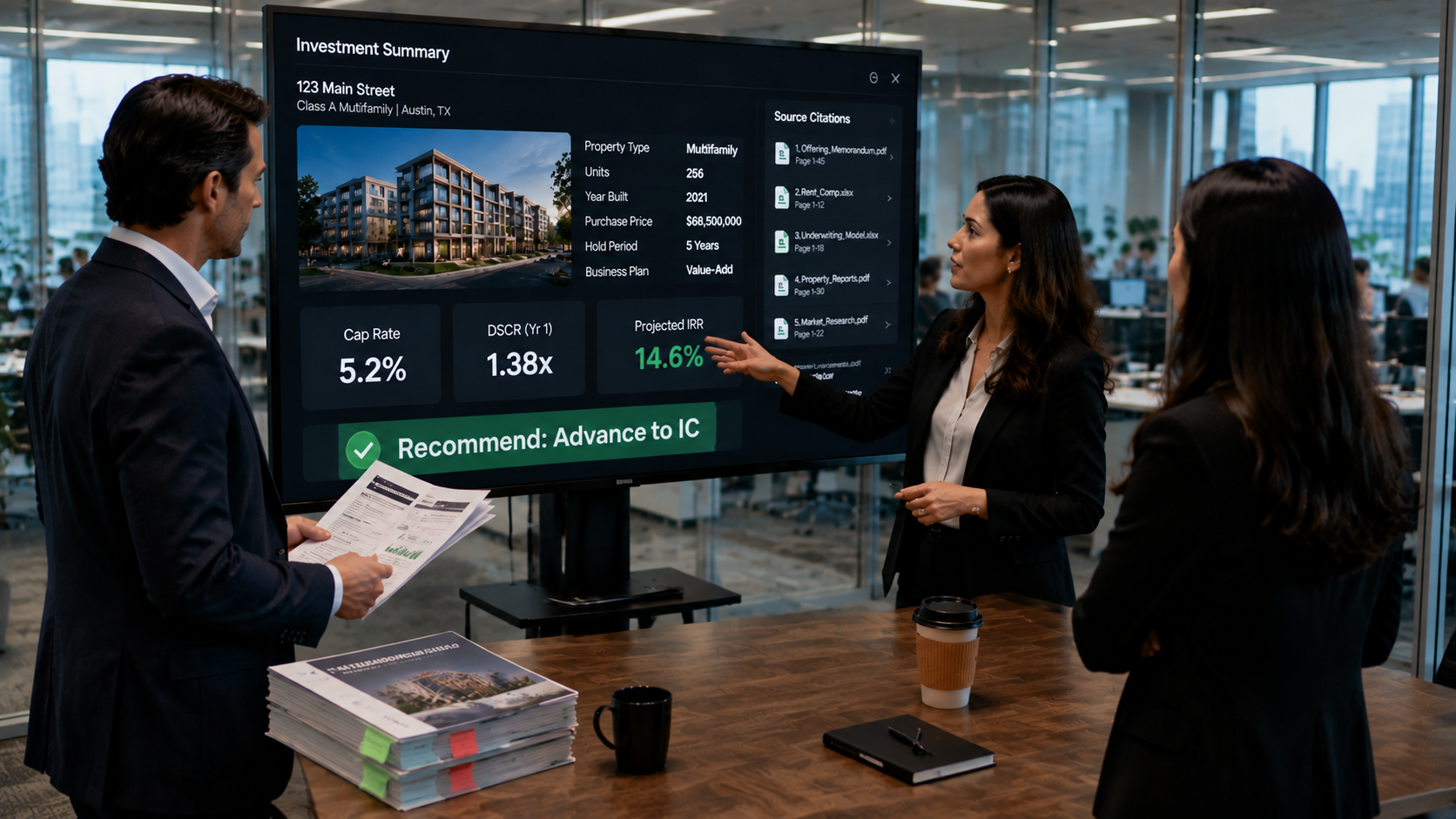 CRE investors looking at a due diligence report