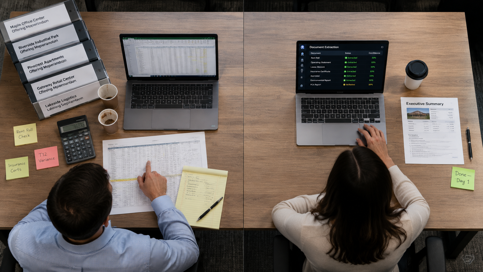 using a CRE due diligence platform compared to manual review