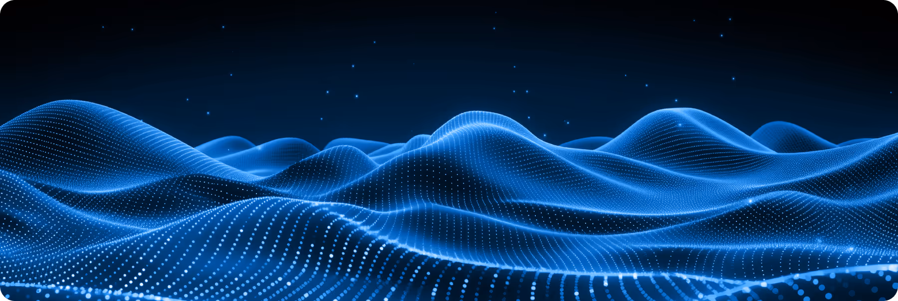Glowing blue wave patterns with a starry background.