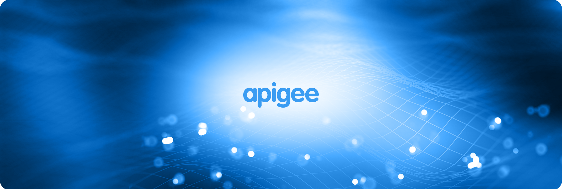 Abstract blue background with a light grid pattern and the word "apigee" featured prominently in the center.