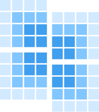 Blue and light blue grid pattern with varying shades in a symmetrical layout.