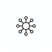 Icon of a central node with multiple connected lines, resembling a network or diagram.