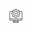 Computer monitor with a gear and checkmark icon, symbolizing settings or configuration.