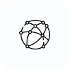 Network globe icon with interconnected nodes and lines.