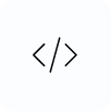 Code brackets symbol, representing programming or markup languages.