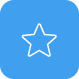 Blue square icon with a white star in the center.
