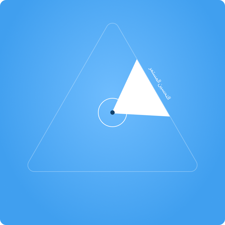 Triangle with a white angle and a circle at the center, set against a blue background.