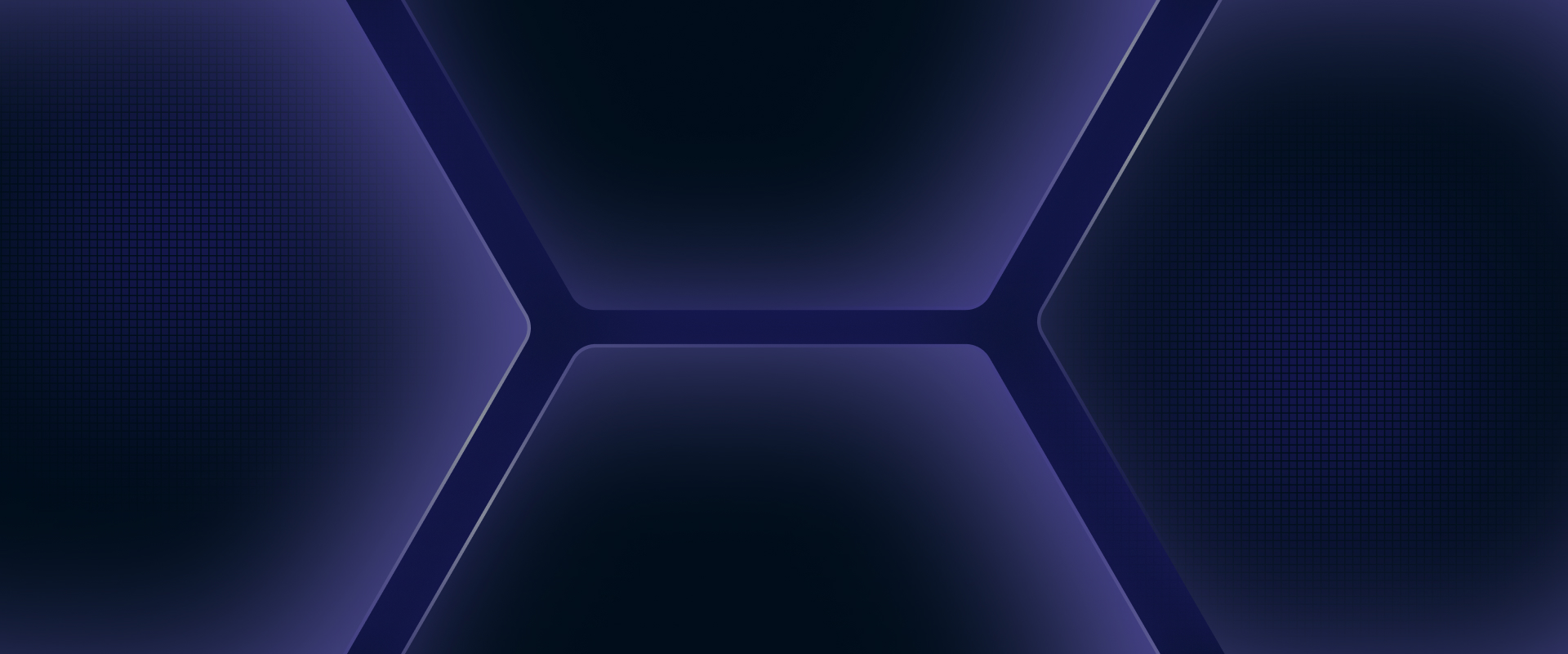 Dark background with hexagonal shapes and a subtle grid pattern in shades of purple.