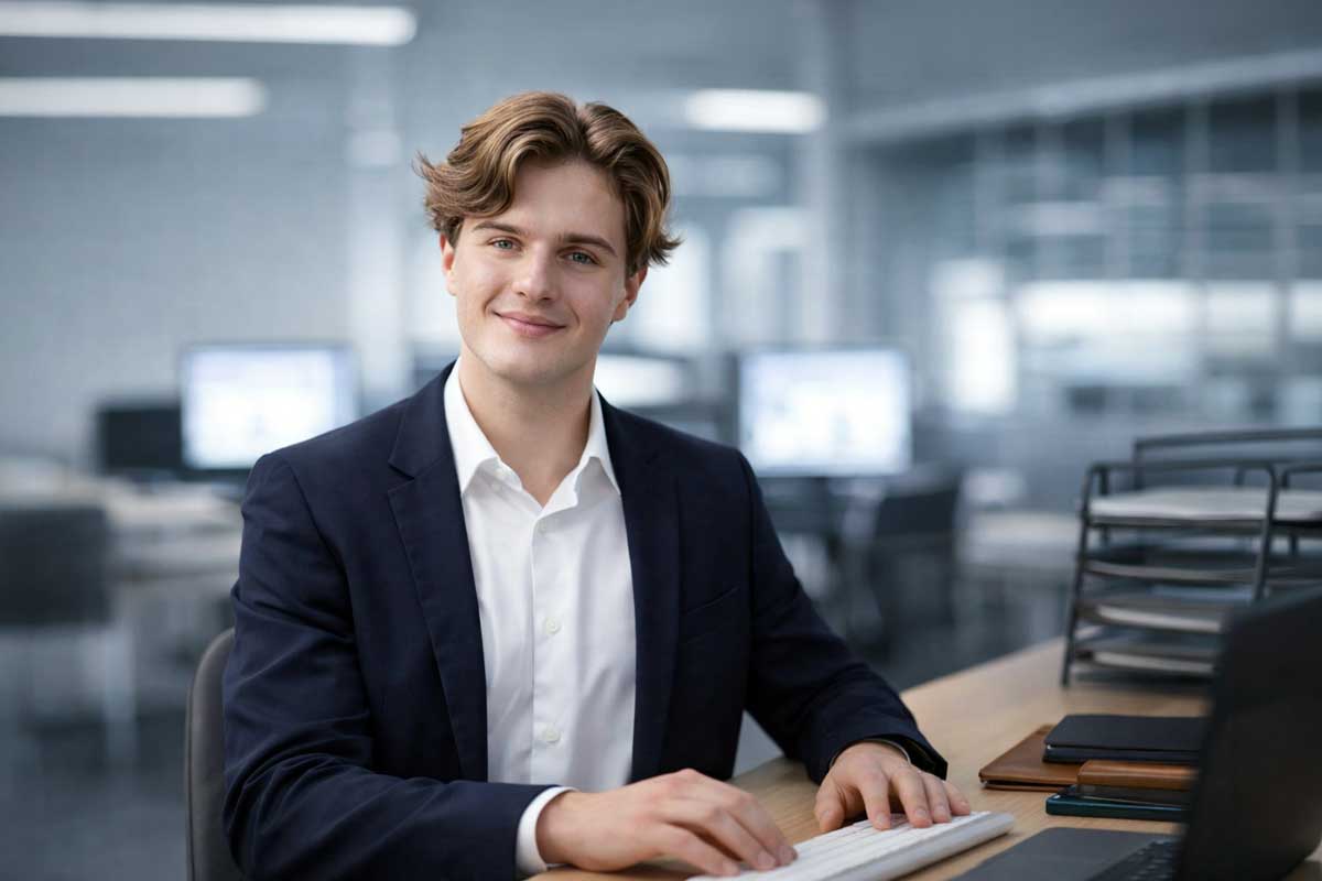 Google Ads Experte Daniils Visnakovs im Büro.