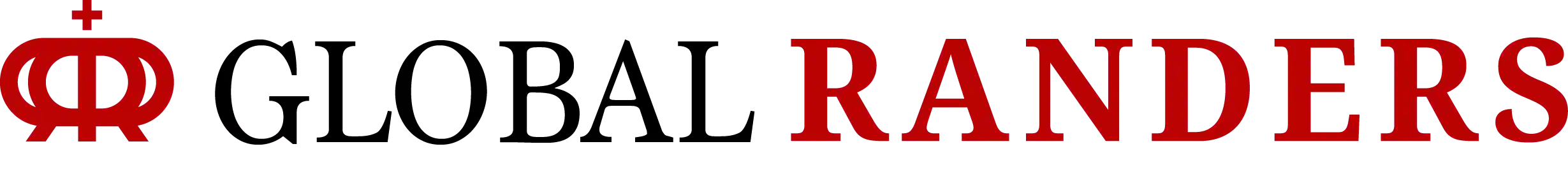 Logoet viser en rød, stiliseret krone med et kors øverst til venstre og teksten "RANDERS" i store, røde blokbogstaver til højre. Kronen og skrifttypen signalerer en stærk visuel identitet med mulig tilknytning til en virksomhed, institution eller kulturaktør i Randers, hvor kronen kan symbolisere kvalitet, tradition eller kongelig reference.