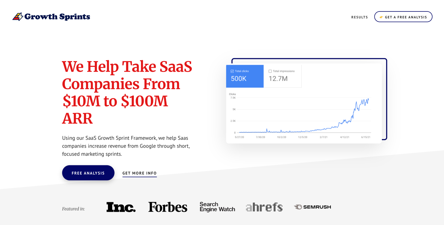 growth sprints homepage