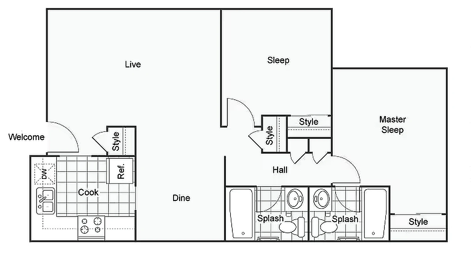 Azalea 2 Bedroom Floor Plan
