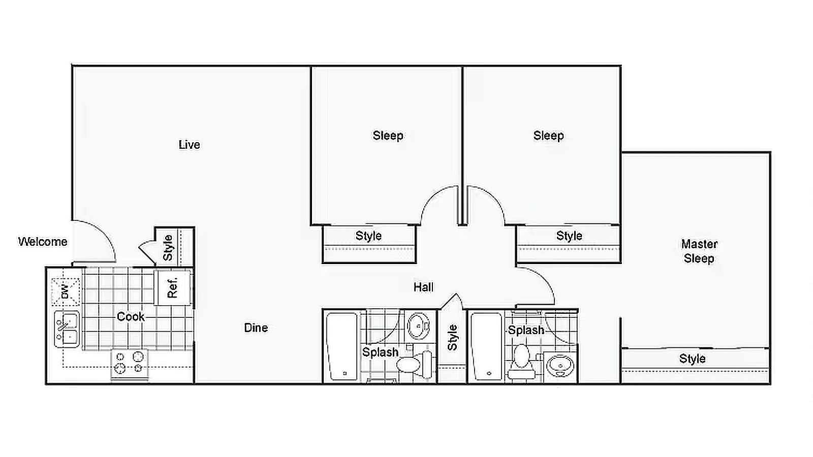 Dogwood 3 Bedroom Floor Plan