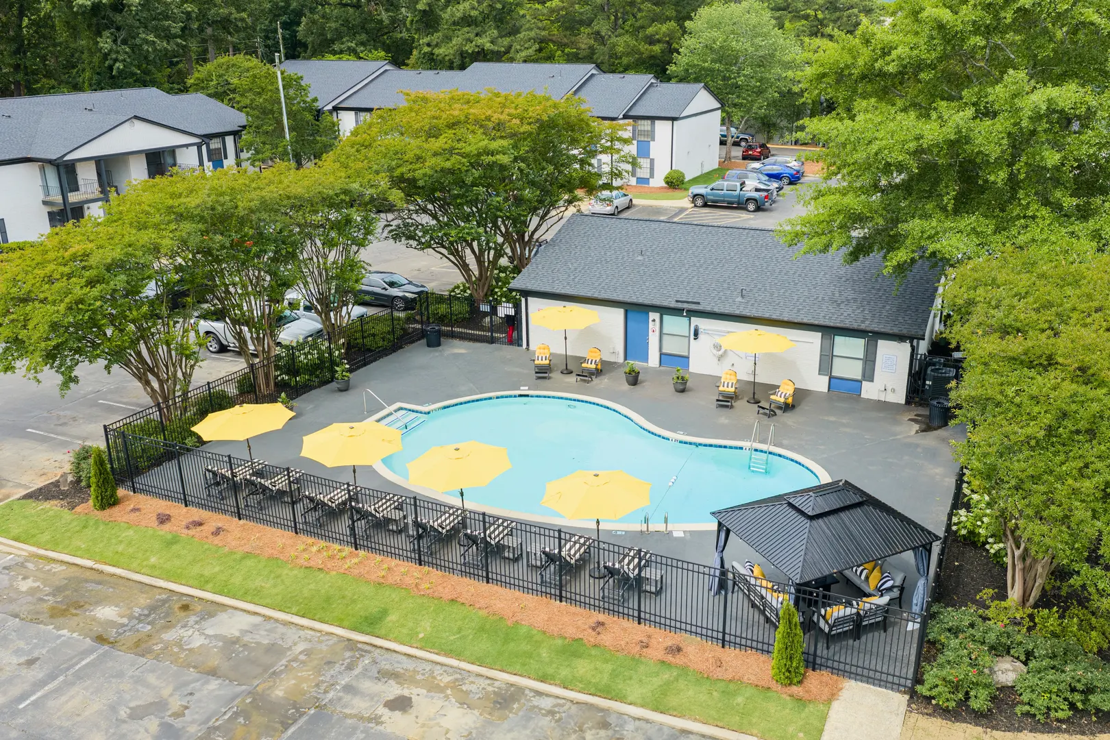 Clubhouse kitchen at The Benton apartments in Hoover, AL