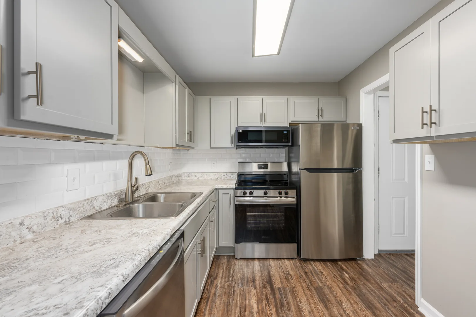 Renovated kitchen interior at The Benton