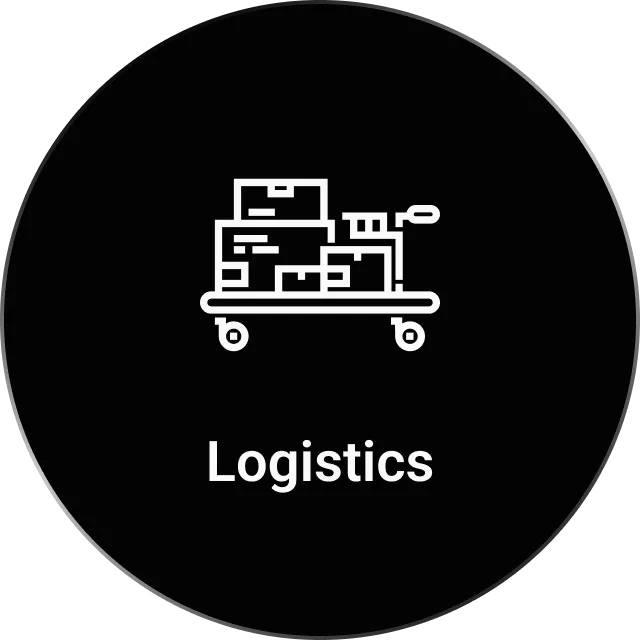 Icon of a cart with boxes representing logistics services