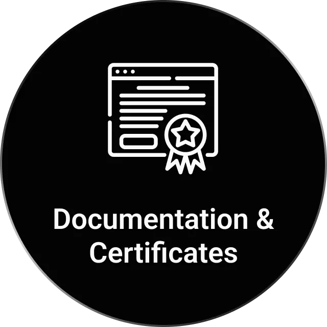 Icon of a document with a certificate badge symbolizing documentation and certificates