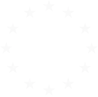 EU text encircled by 12 white stars, representing the European Union emblem