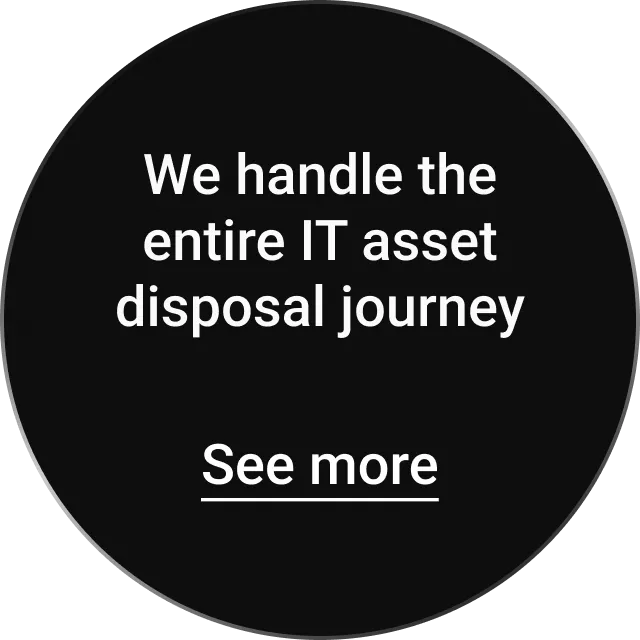 Text stating 'We handle the entire IT asset disposal journey' with a 'See more' link