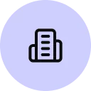 An icon of a document in an office building or printer, representing SMEs (small and medium-sized enterprises)